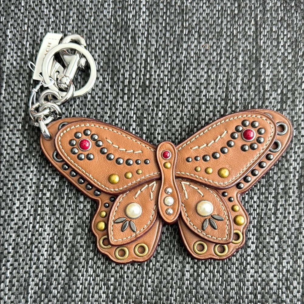 Large coach butterfly bag charm key ring